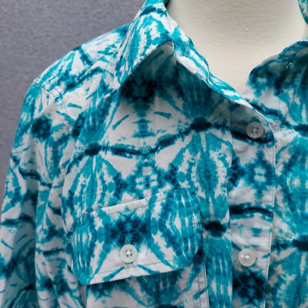 Jones New York Women's Sport 100% Linen Button Down Shirt tie-dye Design Size 1X - Picture 3 of 11